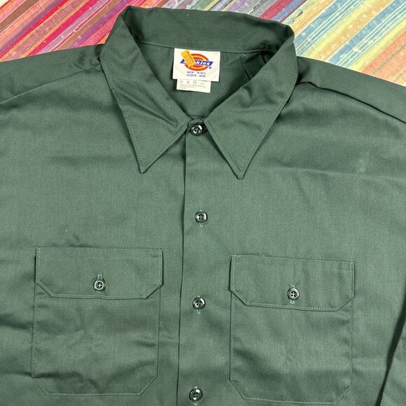 Vtg 90s NOS Dickies Mens Original Fit Long Sleeve Twill Work Shirt Made In USA - Picture 2 of 7